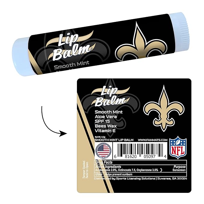 FANMATS 34713 New Orleans Saints Smooth Mint SPF 15 Lip Balm-VivaGrace Women