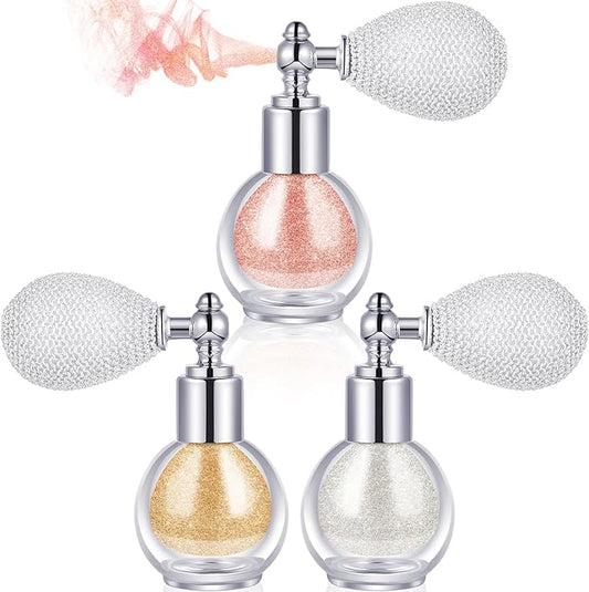 3 Pcs Glitter Spray for Hair and Body, Highlighter Shimmering Spray Powder High Gloss Body Glitter Spray Sparkle Powder for Face Body Cosmetic, Champagne, Pearl White, Bronze Color-VivaGrace Women