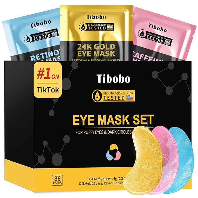 Under Eye Patches(36 Pairs), 24K Gold, Caffeine, Retinol Eye Masks for Puffy Eyes, Wrinkles, Dark Circles, Undereye Bags Treatment - Restoring & Awakening & Moisturizer Skin care Gift for Women-VivaGrace Women