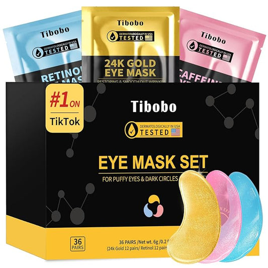 Under Eye Patches(36 Pairs), 24K Gold, Caffeine, Retinol Eye Masks for Puffy Eyes, Wrinkles, Dark Circles, Undereye Bags Treatment - Restoring & Awakening & Moisturizer Skin care Gift for Women-VivaGrace Women