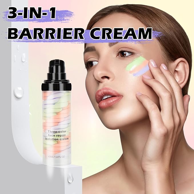 3 In 1 Color Corrector Makeup Primer Color Correcting Primer Cream Tinted Moisturizer Brightening Primer Facial Serum Isolation Cream Neutralizes Skin Tone for Face Before Makeup Base Cream-VivaGrace Women