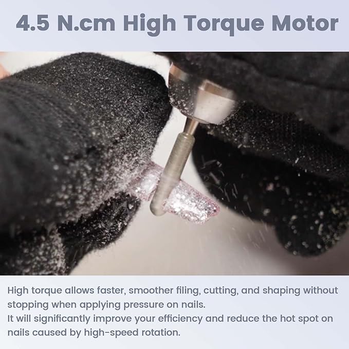 Delanie Professional Nail Drill High Torque 35000 RPM Rechargeable Portable Electric Nail File Filer for Acrylic Gel with Cuticle Bits, Salon Manicure Tool, Black-VivaGrace Women