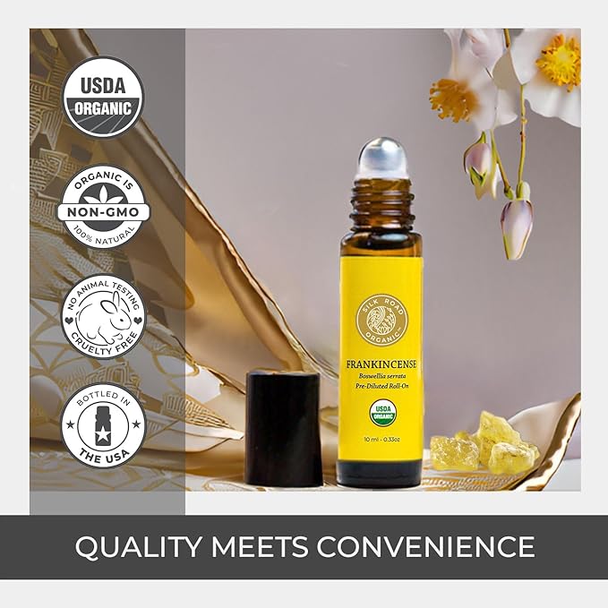 Silk Road Organic Frankincense Serrata Essential Oil Roll on, 100% Pure USDA Certified Aromatherapy for Skin Health, Aging, Fine Lines & Body Aches - 10 ml Roller-VivaGrace Women