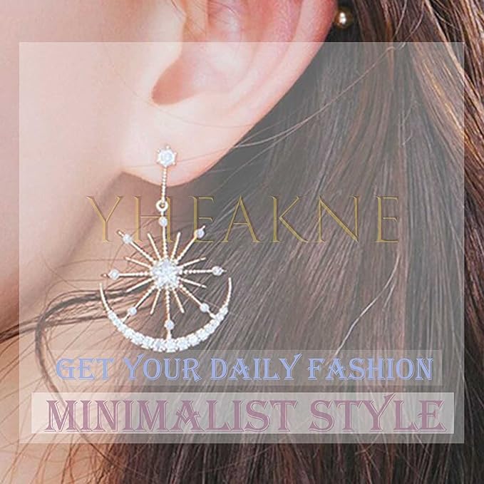 Boho Cz Tassel Chain Earrings Gold Drop Crystal Earrings Long Chain Dangle Earrings Rhinestone Linear Chain Earrings Sparkle Crystal Wedding Earrings Jewelry for Women and Girls-VivaGrace Women