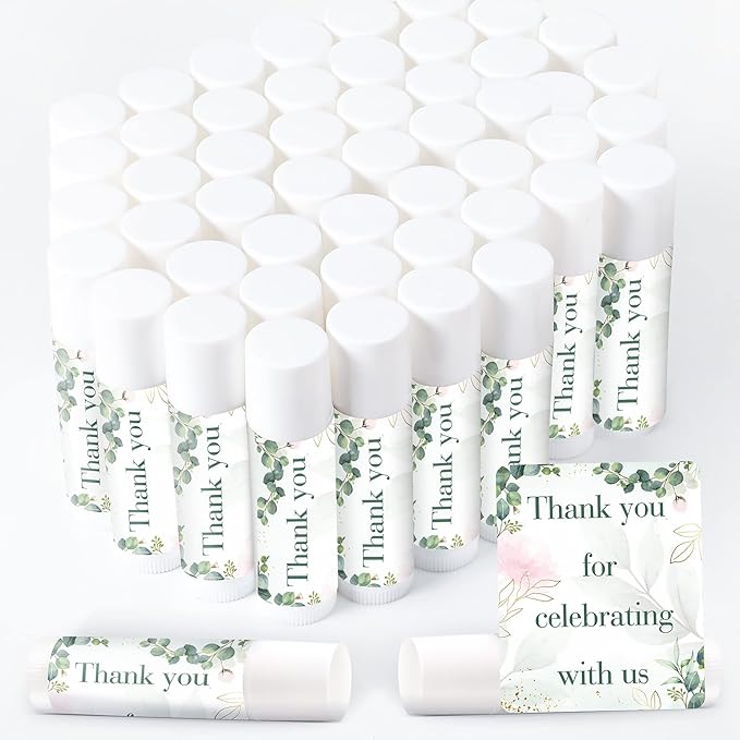 Demissle 40 Pcs Lip Balms with Jasmine Scent and Green Leaves - Moisturizing Gift for Wedding, Baby Shower, Gender Reveal Party-VivaGrace Women