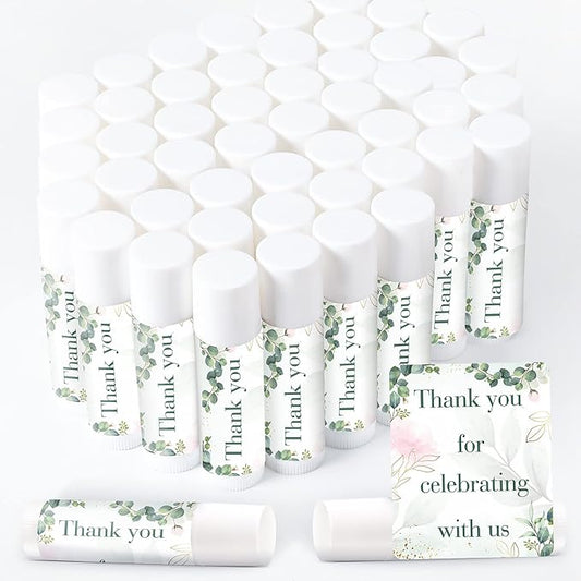 Demissle 40 Pcs Lip Balms with Jasmine Scent and Green Leaves - Moisturizing Gift for Wedding, Baby Shower, Gender Reveal Party-VivaGrace Women