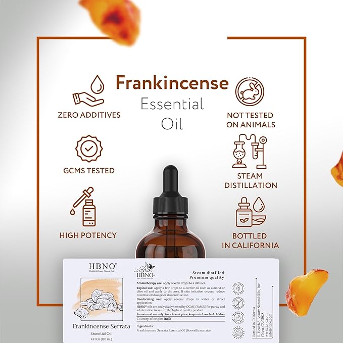 HBNO California Bottled Frankincense Essential Oil (Serrata) 4 fl oz (120ml) - Natural & Premium Grade Frankincense Oil Essential Oil,-VivaGrace Women