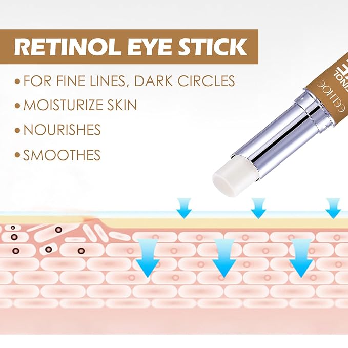 Retinol Eye Stick with Collagen & Hyaluronic Acid Eye Cream for Dark Circle and Puffiness, Brightening Eye Balm Reduces Fine Lines and Bags in 4 Weeks-VivaGrace Women