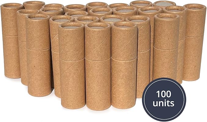 Push-Up Paperboard Lip Balm Tubes, Biodegradable Kraft Paper Lipstick Tube, Cardboard 0.5 Oz. (15 ml) Empty Container, Solid Perfume Tube, Sample Cosmetic Container, DIY Chapstick, Lipstick (300)-VivaGrace Women