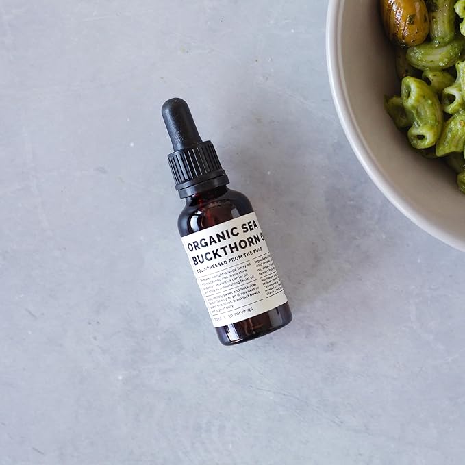 Erbology 100% Organic Sea Buckthorn Oil 1 fl oz - Cold-Pressed 50:1 - Rich in Omega-7 and Beta-carotene - Straight from Farm - Non-GMO - No Additives or Preservatives - Recyclable Glass Bottle-VivaGrace Women