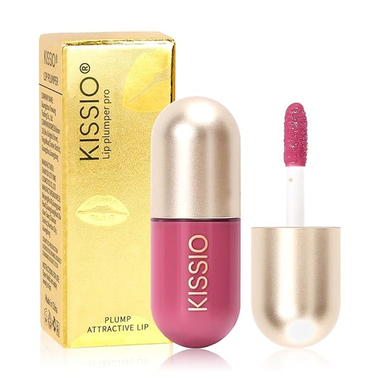 KISSIO Lip Plumper,Color Lip Plumper Gloss,Lip Enhancer,Plant Extracts Plumping Lip Serum,Moisturizing Lip Gloss for Fuller Lips and Hydrated Beauty Lips 5.5ml (04#Liqueur)-VivaGrace Women
