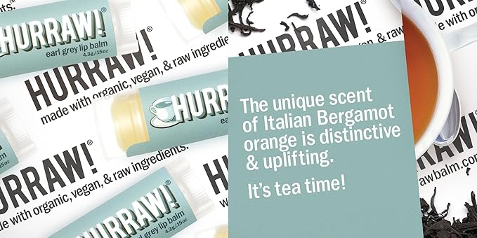 Hurraw! Earl Grey Lip Balm: Organic, Certified Vegan, Cruelty and Gluten Free. Non-GMO, 100% Natural Ingredients. Bee, Shea, Soy and Palm Free. Made in USA-VivaGrace Women