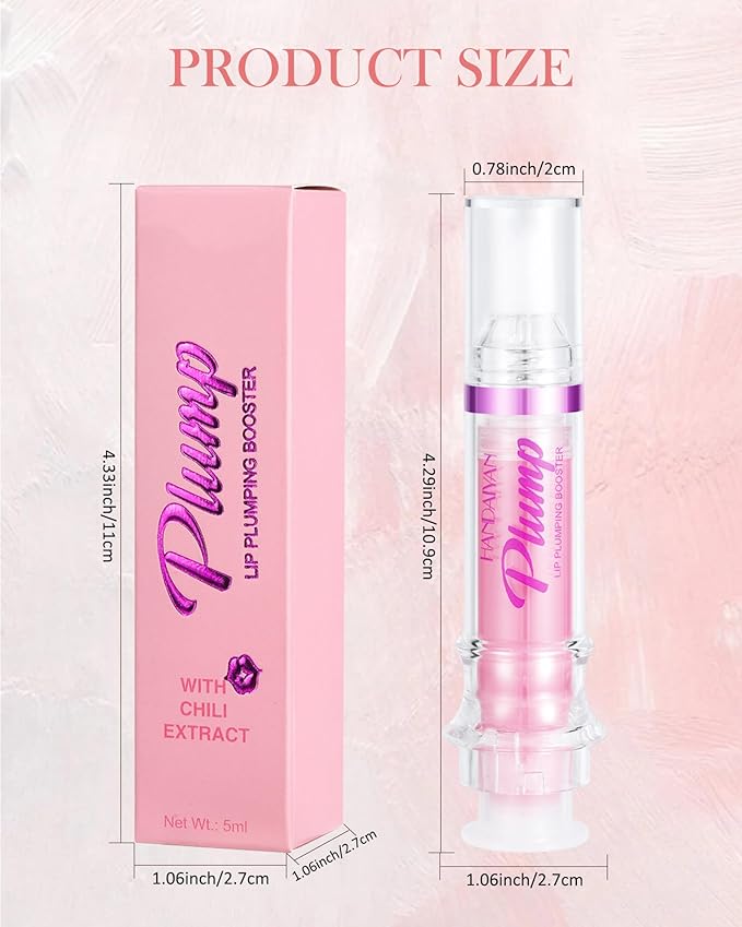 Lip Plumping Booster-2Colors Spicy Lip Plumper Oil Lip Gloss, Plump and Pout Lip Plumper Hydrating & Volumizes Lip GLaze, Enhancing Plump Effect for Fuller Lips, Lip Glossy Makeup Gift for Women-03+04-VivaGrace Women