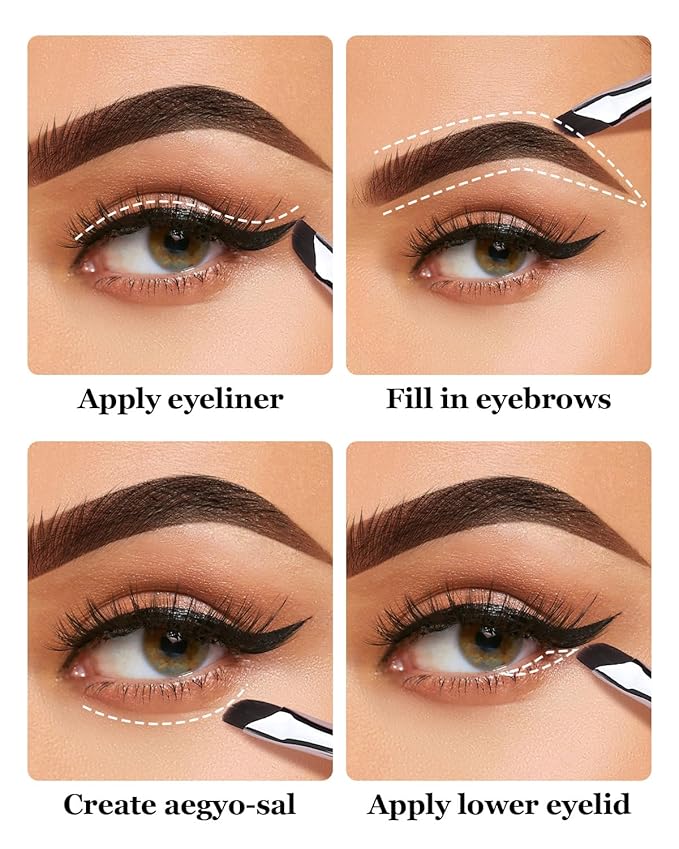 EIGSHOW Eyeliner Brush Gel Eyeliner Makeup Brush for Precise Eye Liner Eyebrow Eyelid Ultra Thin with Curved Bristle (E865 2Pieces)-VivaGrace Women