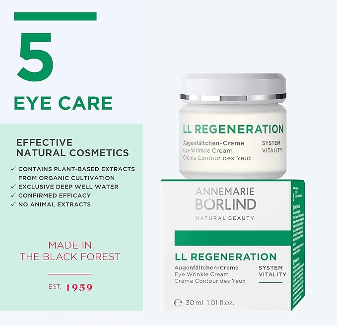 ANNEMARIE BÖRLIND – LL REGENERATION Eye Wrinkle Cream – Natural Vitamin C + E Anti Aging Eye Cream with LL BIOCOMPLEX for Smoothed, Brighter, and Plump Skin With New Elasticity – 1.1 Oz-VivaGrace Women