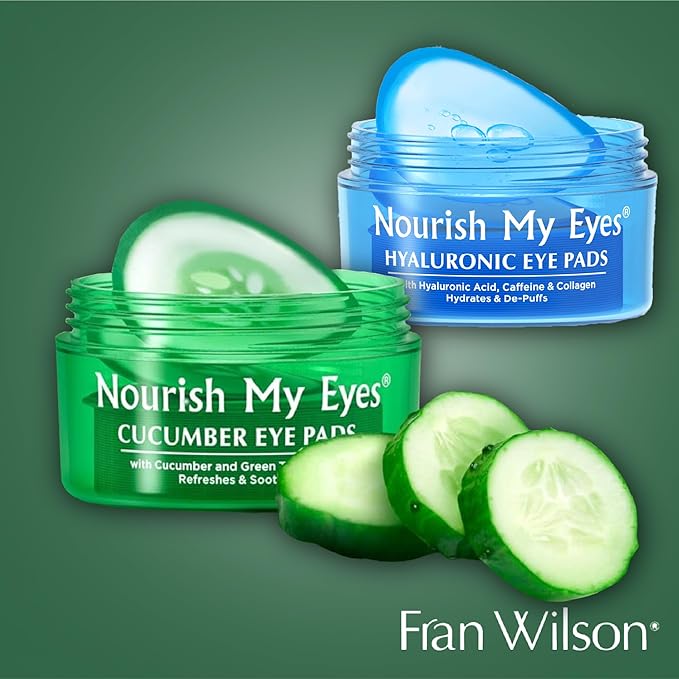 Fran Wilson NOURISH MY EYES Cucumber and Green Tea Pads - 36 Pads each At-Home Spa Treatment to reduce puffiness Revitalize Your Eyes: Easy-to-Use Cucumber Eye Pads for Dark Circles (Pack of 2)-VivaGrace Women
