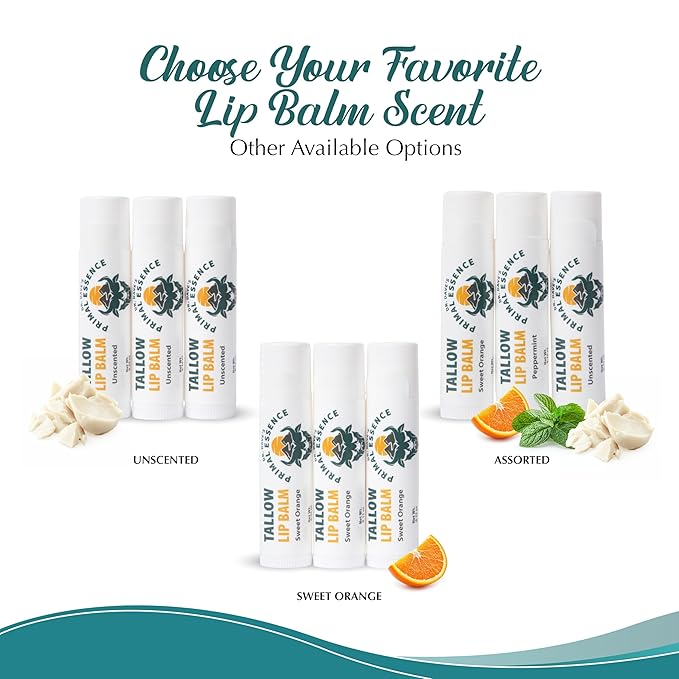 Moisturizing Tallow Lip Balm – Grass-Fed Beef Tallow with Organic Coconut Oil, Beeswax, and Vitamin E – Peppermint – Lip Balm Set – Travel Essential – 3-Pack-VivaGrace Women