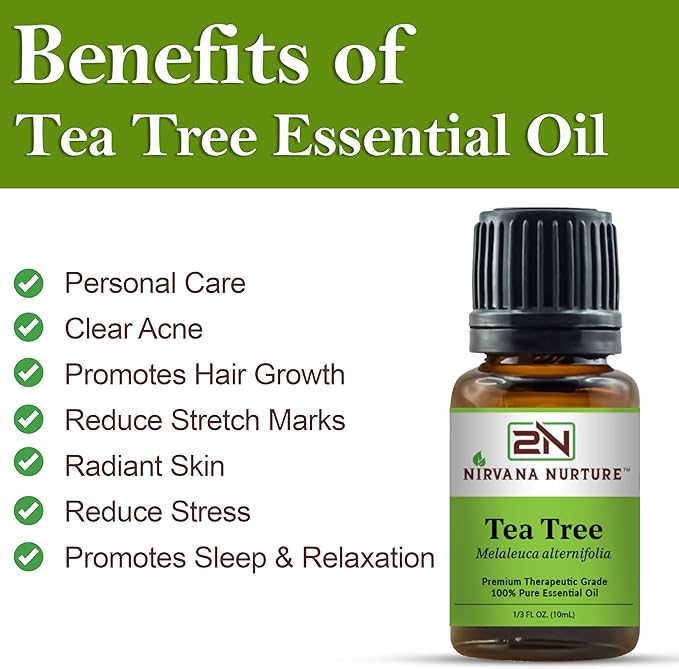 Tea Tree Essential Oil 100% Pure Premium Therapeutic Grade, Undiluted - Aromatherapy Diffuser for Calm and Relaxation, Skin Care, Hair Care-VivaGrace Women