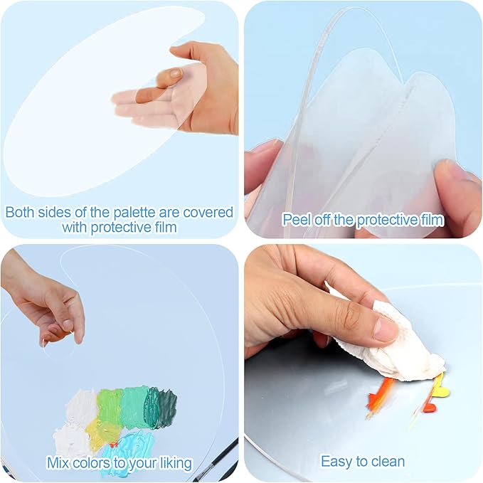 5PCS Acrylic Paint Palette Clear Paint Pallet,Transparent Non-Stick Oil Paint Palette with Protective Kraft for Craft DIY Art Painting Palette- Adults & Kids-VivaGrace Women