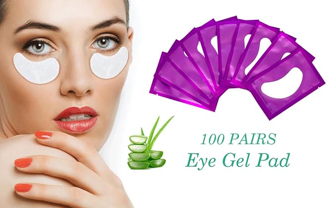 100 Pairs Set Under Eye Pads, Comfy and Cool Under Eye Patches Gel Pad for Eyelash Extensions Eye Mask Beauty Tool (Purple)-VivaGrace Women