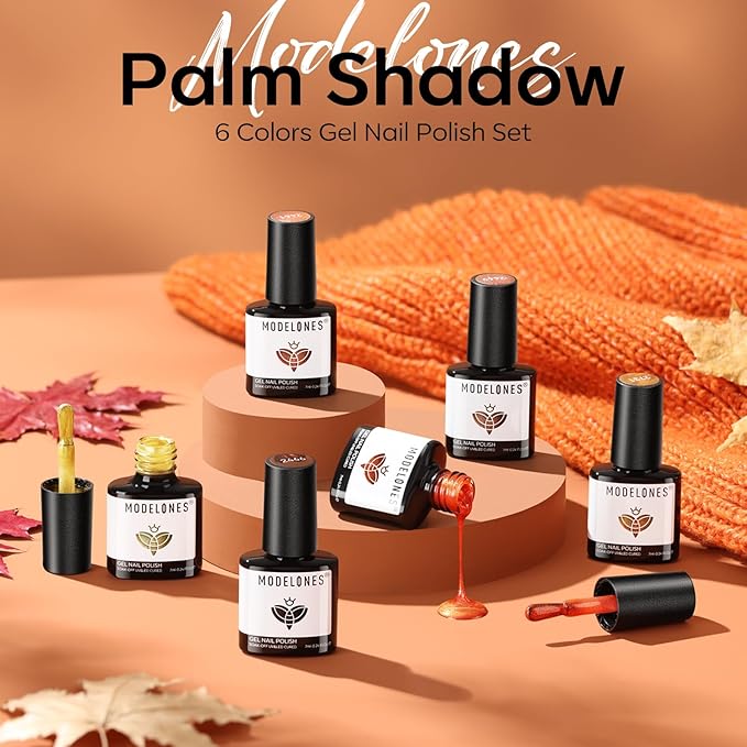 modelones Chameleon Gel Nail Polish Set, 6 Colors Fall Gel Polish Kit Glitter Shimmer Brown Orange Yellow Soak Off LED Nail Lamp Home Gift DIY Salon For Women Girl-VivaGrace Women
