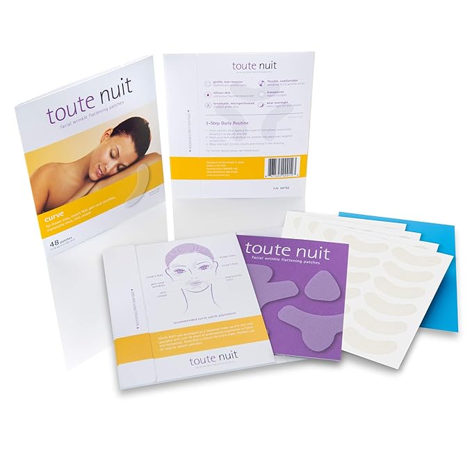 Toute Nuit Wrinkle Patches – Curve – Face Tape for Forehead, Eyes & Lips – Hypoallergenic Anti Wrinkle Patches – 48 Count, Made in USA-VivaGrace Women
