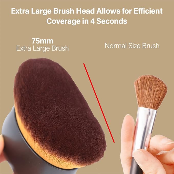 Extra Large Body Makeup Brush For Self Tanner, Leg Makeup &Bronzer Blend,75 mm Wide-headed Kabuki Brush Provides More Even& Pretty Application, Sunscreen Face& Back Makeup Brush, Wet& Dry Use- Black-VivaGrace Women