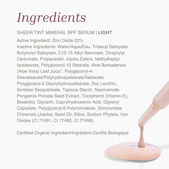 Mineral Fusion Face Serum, Sheer Tint Mineral SPF Serum, 1 Fl Oz, Light, Tinted Broad Spectrum SPF 50 Mineral Sunscreen, Sheer Coverage, Lightweight & Dewy Finish for Glowing, Protected Skin-VivaGrace Women