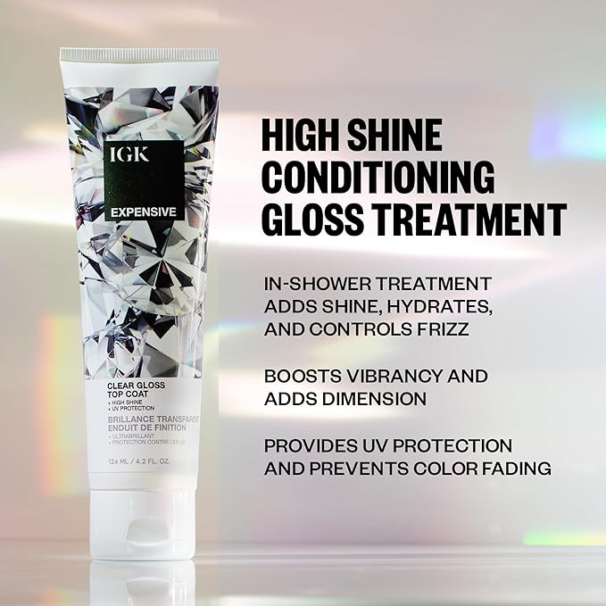 IGK - EXPENSIVE - Clear Hair Gloss Treatment – Shine-Boosting Top Coat for Glass Hair – Hair Treatment for Smooth, Polished Finish – Clear Gloss for Hair Sheen and Silkiness - Cruelty Free 4.2oz-VivaGrace Women