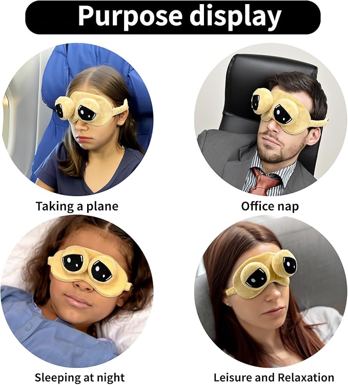 Cooling Eye Mask for Sleeping, Cute Alien Plush Sleep Eye Mask with Adjustable Strap and Built-in ice Pack for Kids & Adults, Cold Under Eye Mask for Travel, Meditation, Relaxation, and Sleep-VivaGrace Women