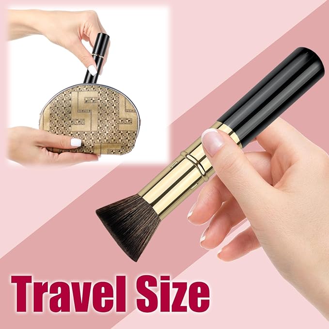Retractable Kabuki Brush, Travel Powder Foundation Makeup Brush Face Blush Brushes for Liquid, Cream and Powder Face Makeup, Travel Size Makeup Brush-VivaGrace Women