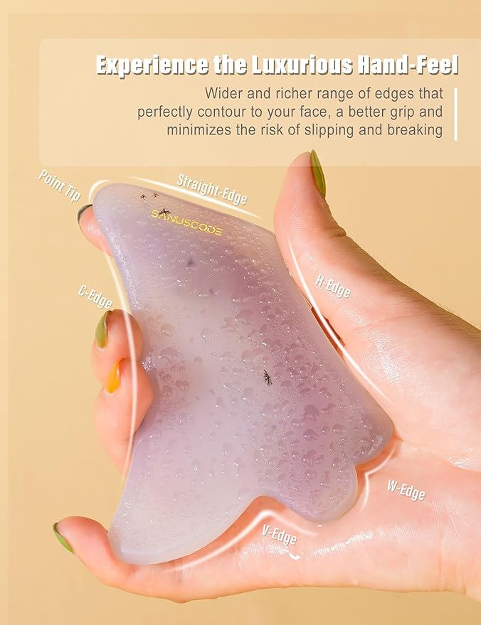 Gua Sha Stone, Gua Sha Facial Tools, Authentic Agate Stone Guasha Tool for Face Massager, Facial Sculpting Lifting Shaper, Genuine Agate Stone Patent Design-VivaGrace Women