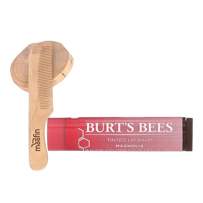 Tinted Magnolia Lip Balm, 0.15 Oz - Moisturizing Lip Care With Moofin Wooden Comb, Magnolia Lip Balm With A Hint Of Color (Pack Of 1)-VivaGrace Women