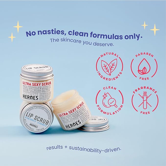 100% Natural Lip Scrub for Soft, Smooth Lips, Vegan Lip Scrub Gentle Exfoliator for Chapped and Dry Lips. 2 pc Coconut Lip Exfoliator Set lip exfoliator.-VivaGrace Women