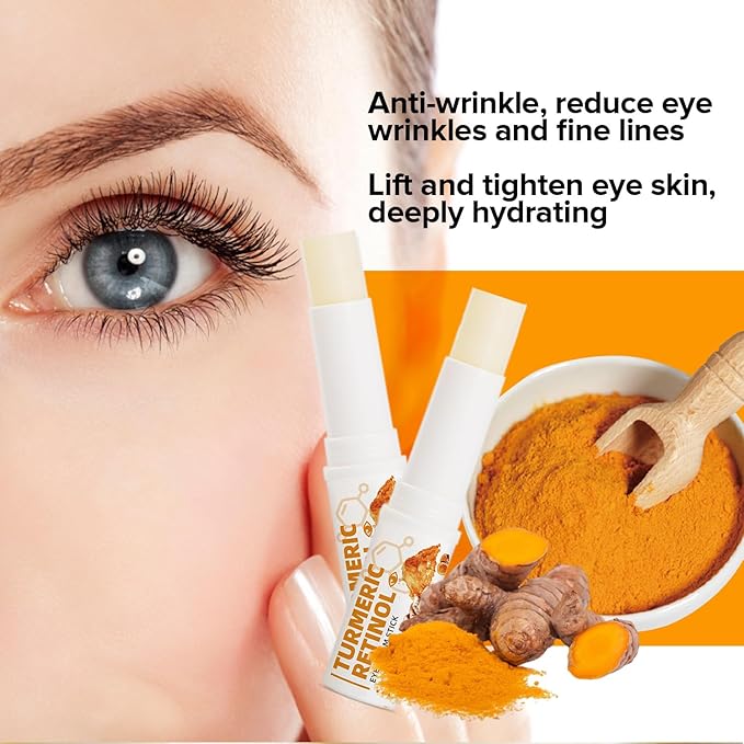Retinol Eye Cream Anti Aging, Turmeric moisturizer Eye Balm Stick Hydrating Retinol Eye Cream Stick for Dark Circles and Puffiness Fine Lines 5g-VivaGrace Women