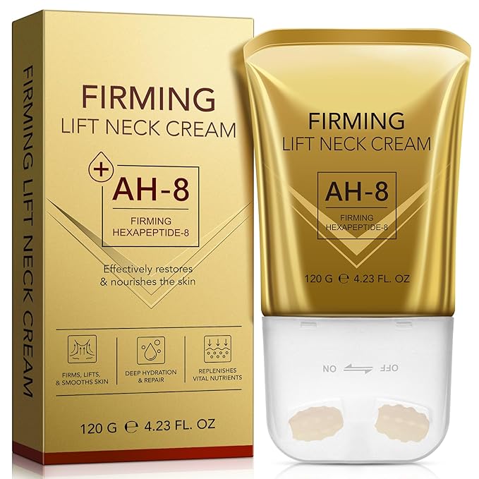 AH-8 Firming Neck Cream with Roller - Anti-Aging Moisturizer for Neck & Chest - Lifts, Tightens, Deeply Hydrates, Reduces Fine Lines & Wrinkles - For Crepey, Sagging Skin - 4.23 fl.oz-VivaGrace Women