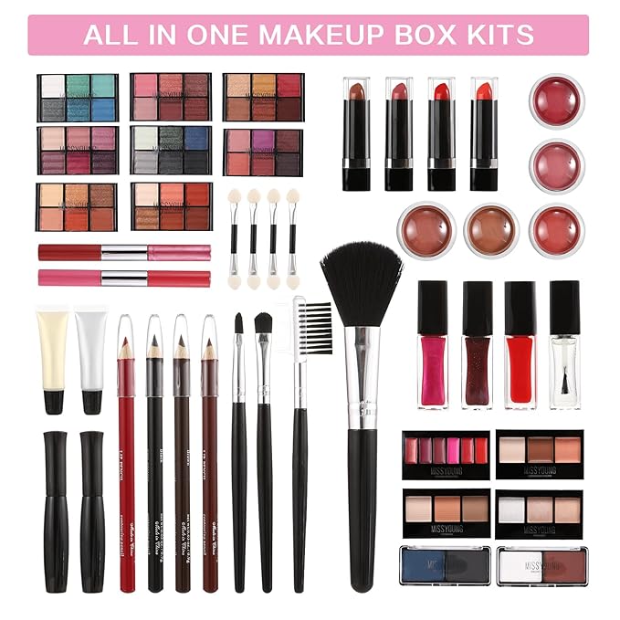 All in One Makeup Kit for Teens, 106 Pcs Professional Makeup Kit for Women Full Kit, Include Eyeshadow Palette, Lipstick Set, Concealer, Foundation, Lipgloss, Makeup Brush (White)-VivaGrace Women