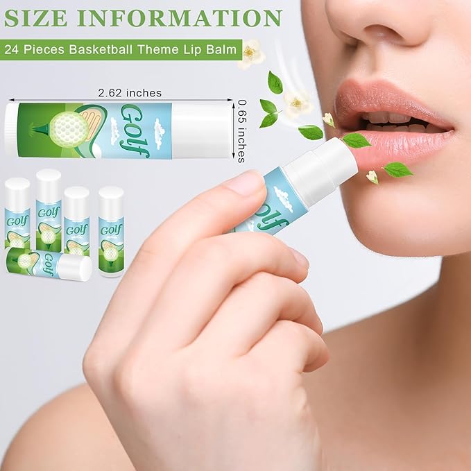 Demissle 24 Pcs Sports Team Gifts Sports Lip Balm Sports Party Favors Sports Theme Lipstick for Team Gifts(Golf)-VivaGrace Women