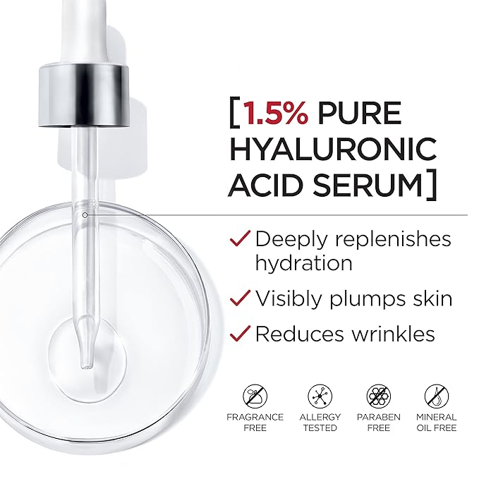 L'Oreal Paris Revitalift 1.5% Pure Hyaluronic Acid Face Serum 1.0 oz + True Match Lumi Glotion Natural Glow Enhancer Lotion, Medium 1.35 fl. oz, 1 kit-VivaGrace Women