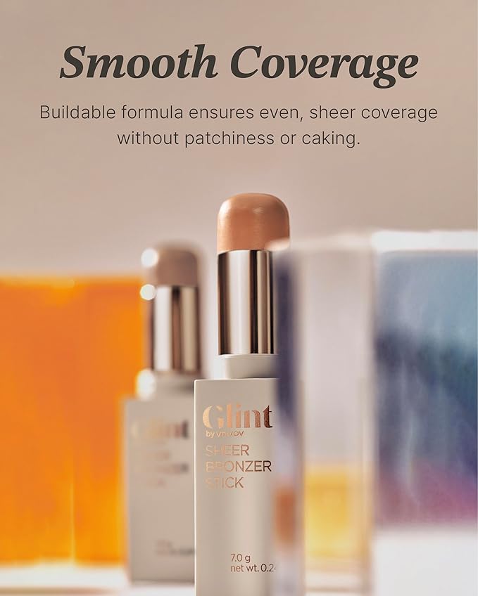 Glint Sheer Bronzer Stick (Smoked, 0.24oz) - Creamy Buildable, Blendable Formula for Natural Contour, Long-Lasting, Smooth, Versatile Use. Korean Makeup. Nose, Face, Cheeks.-VivaGrace Women