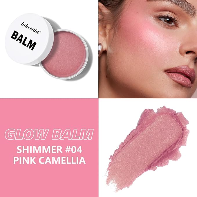 KYDA Miracle Glow Balm, Glow Tinted Blush Balm, Multiuse Face Balm for Cheek Lips Eyes, Hydrating Cream Blush, Blendable Lightweight, Shimmer Blusher, Pink Camellia, 1.76 oz-VivaGrace Women