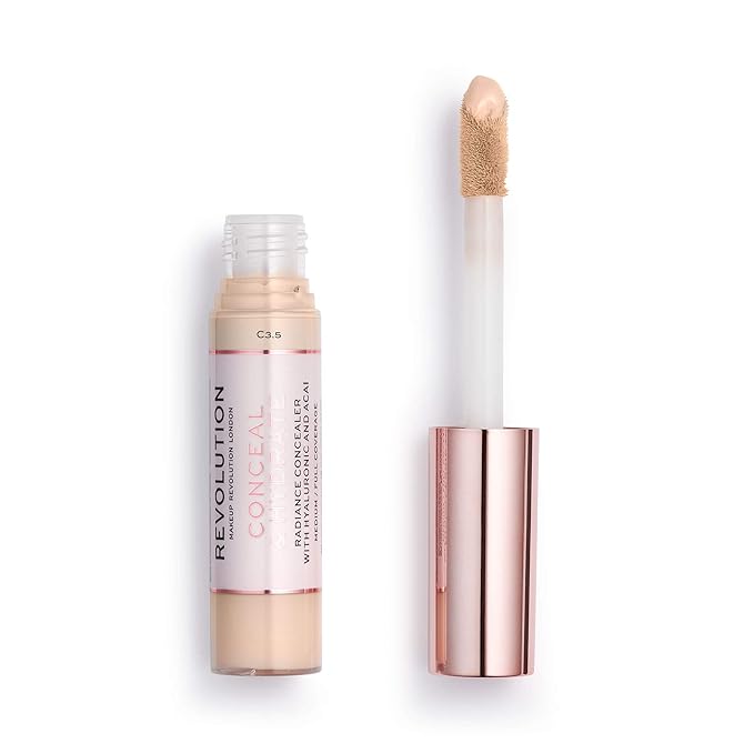 Makeup Revolution Conceal and Hydrate Concealer, Full Coverage & Matte Finish, C7.5 for Medium Skin Tones, Vegan & Cruelty-Free, 0.7 Fl Oz-VivaGrace Women