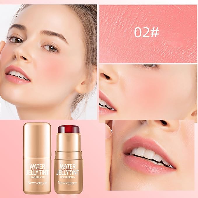 2PCS Jelly Blush Stick, Multi-Purpose Lip & Cheek Stick, Waterproof jelly tint, Moisturizing Cooling Water Jelly Tint Long Lasting cheek stain & lip tint for Women and Girls 02#-VivaGrace Women