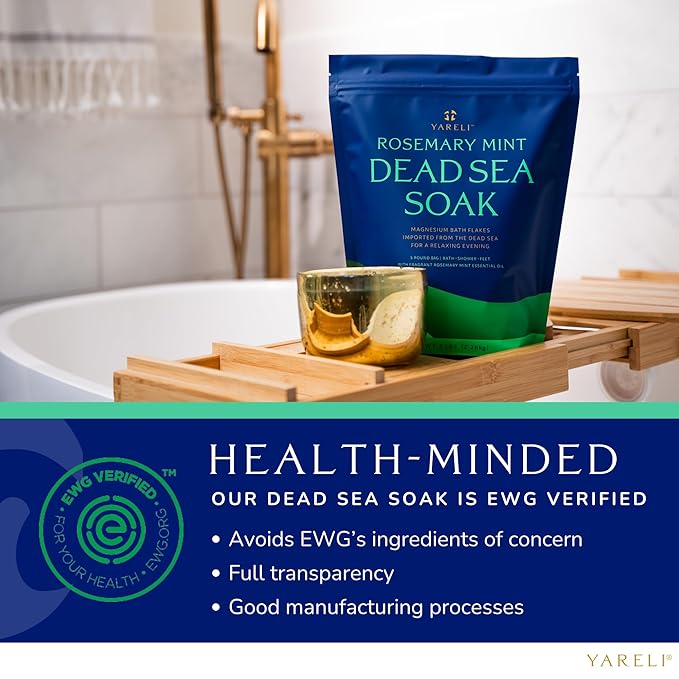 Magnesium Flakes, 5lb Rosemary Peppermint, Dead Sea Bath and Foot Soak, Alternative to Epsom Salt with Over 250,000mg of Magnesium Chloride Per Bag-VivaGrace Women