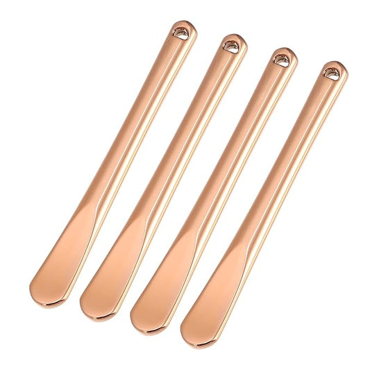 VOCOSTE 4 Pcs Makeup Spatula Mini Spoon, Eye Cream Massage Sticks Beauty Scoop, for Facial Cosmetic Face Cream, Zinc Alloy 2.32"x0.30", Rose Gold Tone-VivaGrace Women
