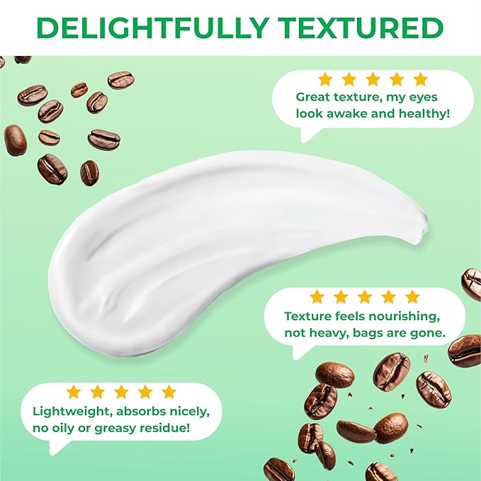 EyeGLO Caffeine Eye Cream for Dark Circles, Eye Bags, and Puffiness | Under Eye Treatment for Women with Peptides, Antioxidants, Hyaluronic Acid | Natural Brightening Eye Cream - 1 Oz-VivaGrace Women