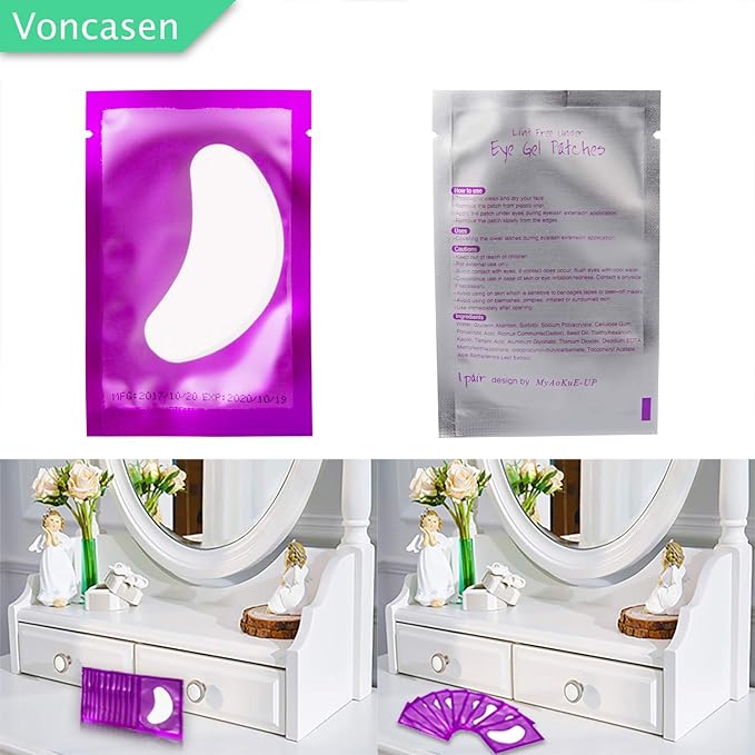 100 Pairs Set Under Eye Pads, Comfy and Cool Under Eye Patches Gel Pad for Eyelash Extensions Eye Mask Beauty Tool (Purple)-VivaGrace Women