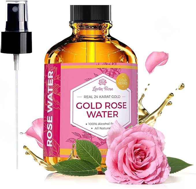 24 Karat Gold Rose Water Toner by Leven Rose Natural Moroccan 24K Rosewater Toner 4 oz-VivaGrace Women