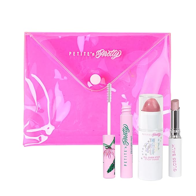 Petite 'n Pretty Makeup Set for Kids (Dream in Pink) - Makeup for Tweens & Teens - Featherlight Clear Mascara and Brow Gel, Multi Stick for Eyes & Cheeks, Lip Balm, Made in the USA-VivaGrace Women