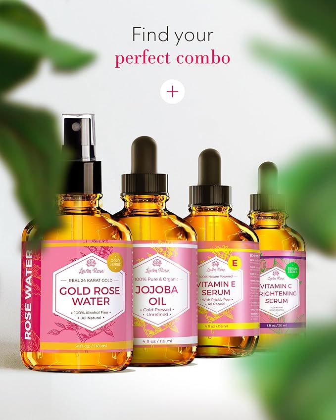 24 Karat Gold Rose Water Toner by Leven Rose Natural Moroccan 24K Rosewater Toner 4 oz-VivaGrace Women